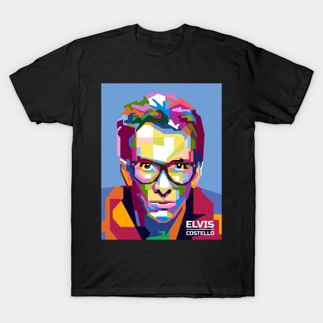 Abstract Geometric Elvis Popart Costello in WPAP T-Shirt by smd90